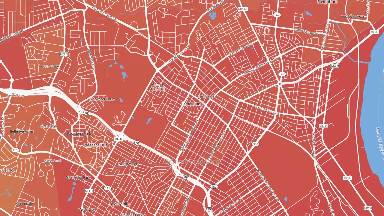 Flordell Hills, MO Map of Murder Rates