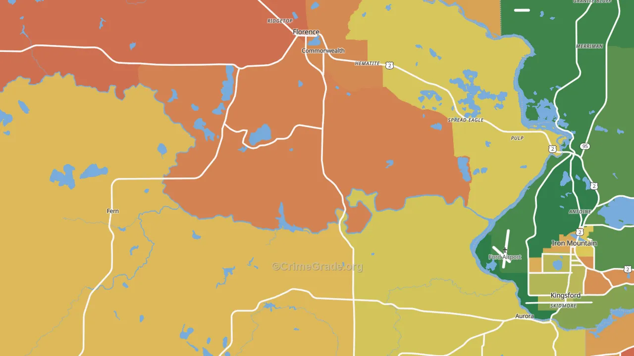 Florence County, WI Map of Murder Rates