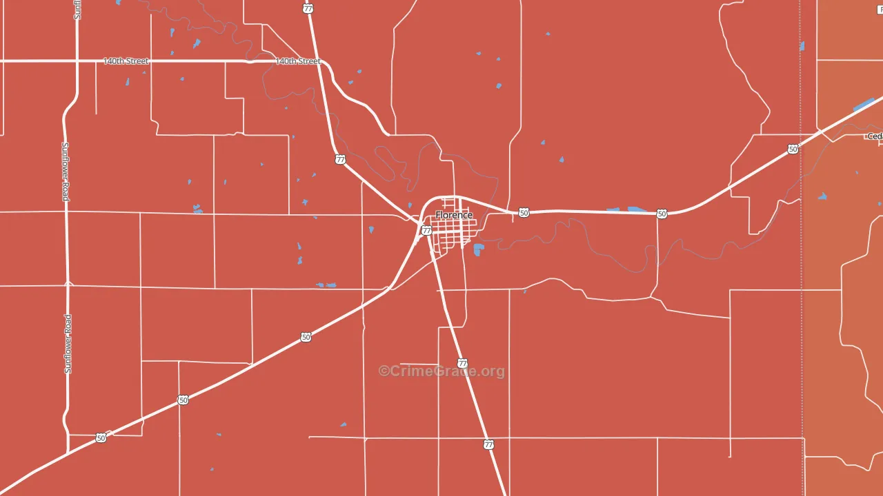 Florence, KS Map of Murder Rates
