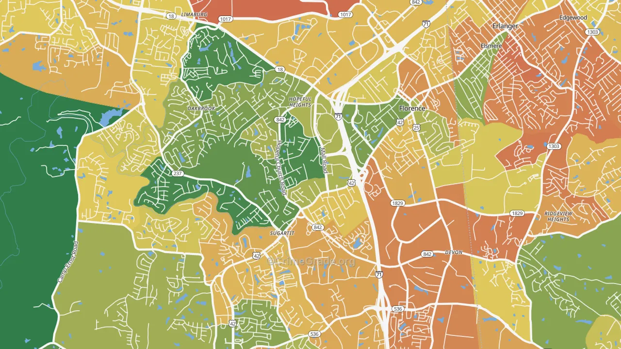 Florence, KY Map of Murder Rates