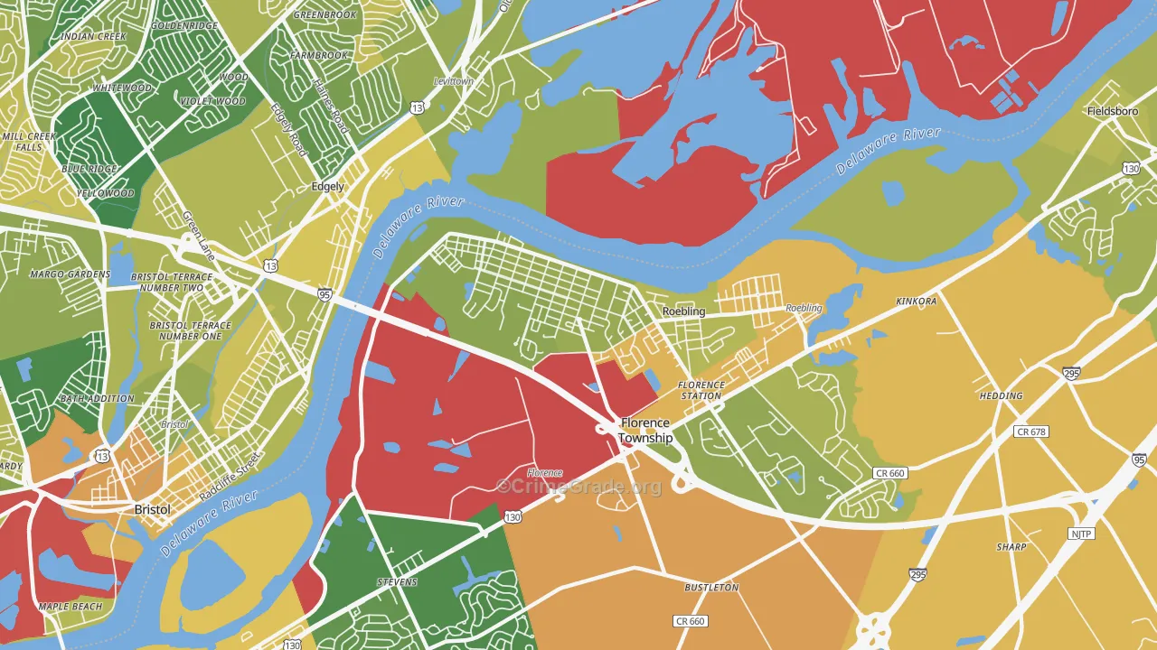 Florence, NJ Map of Murder Rates