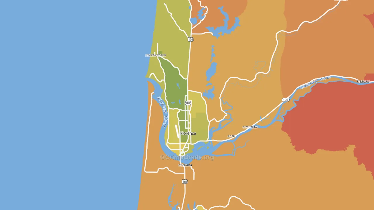 Florence, OR Map of Murder Rates