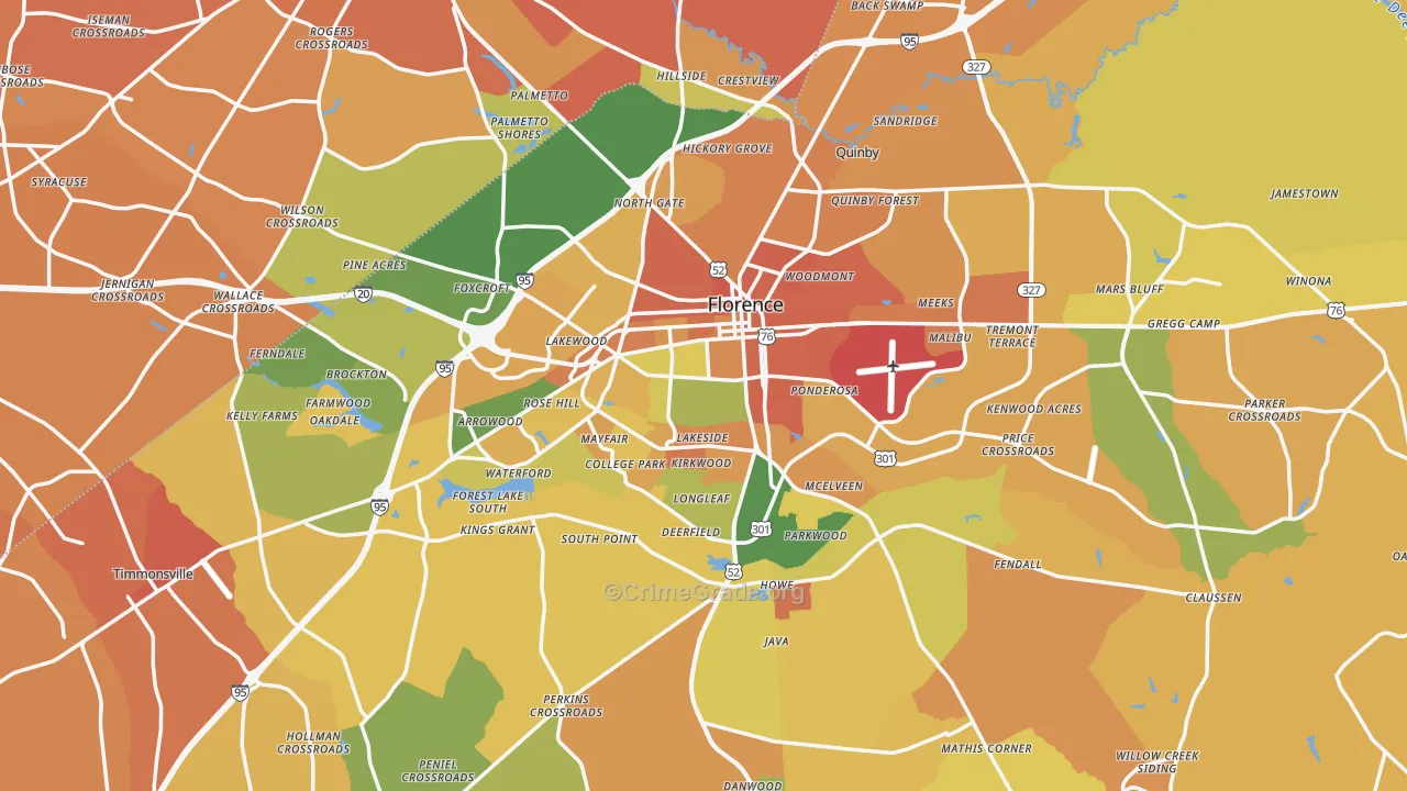 Florence, SC Map of Murder Rates