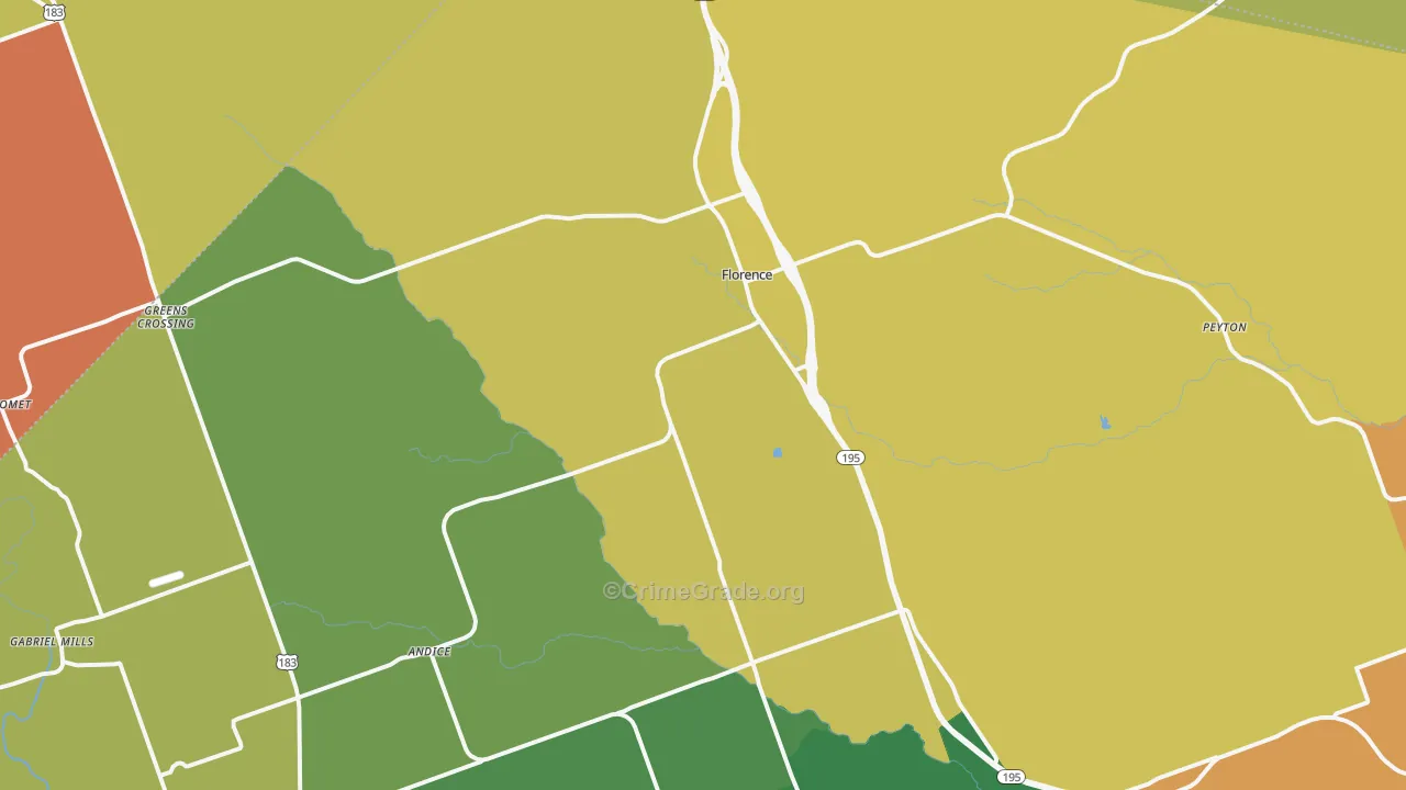 Florence, TX Map of Murder Rates