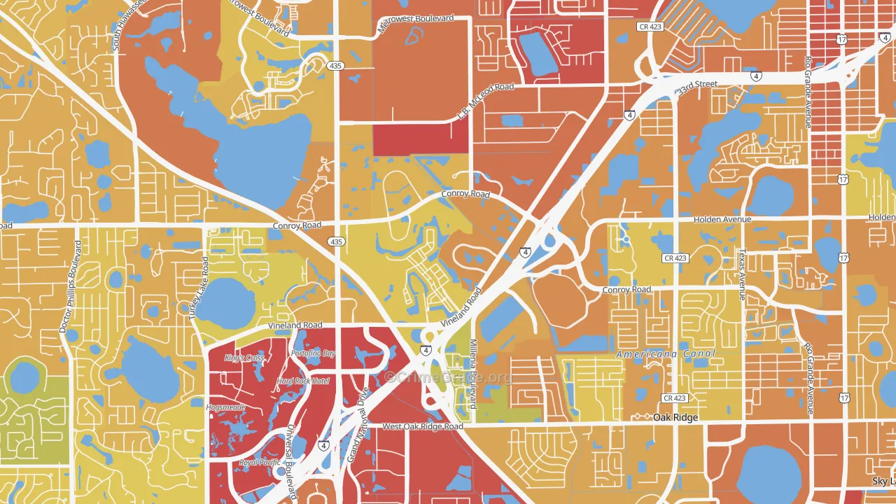 Florida Center North, Orlando, FL Map of Murder Rates