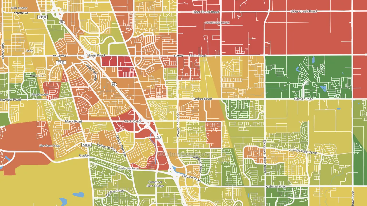 Florin, CA Map of Murder Rates