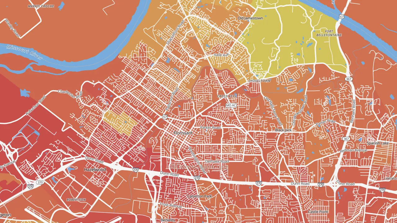 Florissant, MO Map of Murder Rates