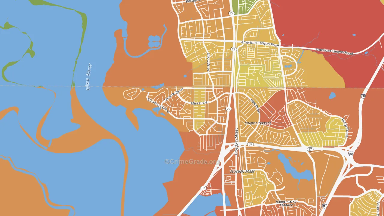 Flosden, Vallejo, CA Map of Murder Rates