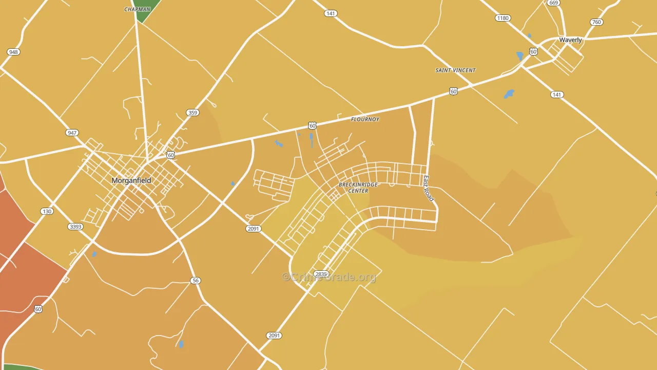 Flournoy, KY Map of Murder Rates