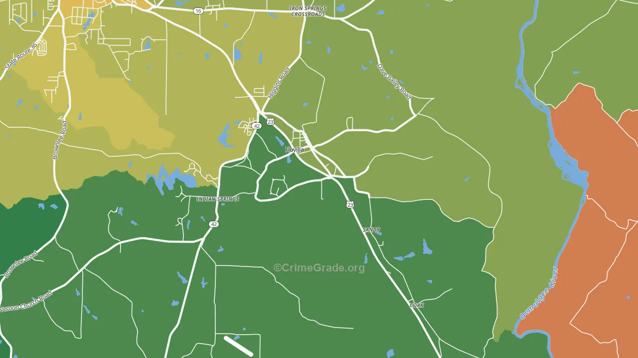 Flovilla, GA Map of Murder Rates