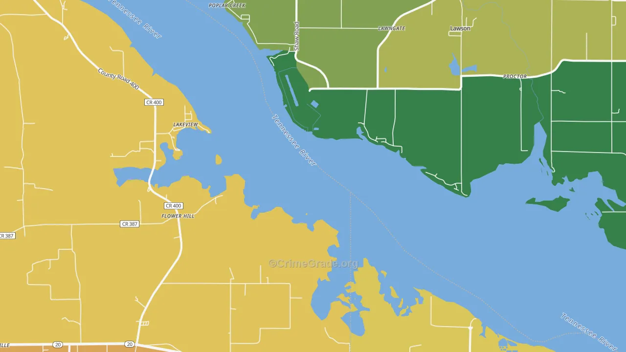 Flower Hill, AL Map of Murder Rates
