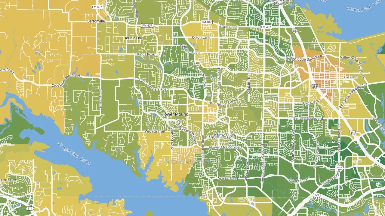 Flower Mound, TX Map of Murder Rates