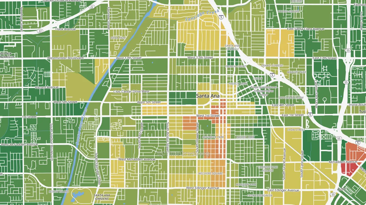 Flower Park, Santa Ana, CA Map of Murder Rates