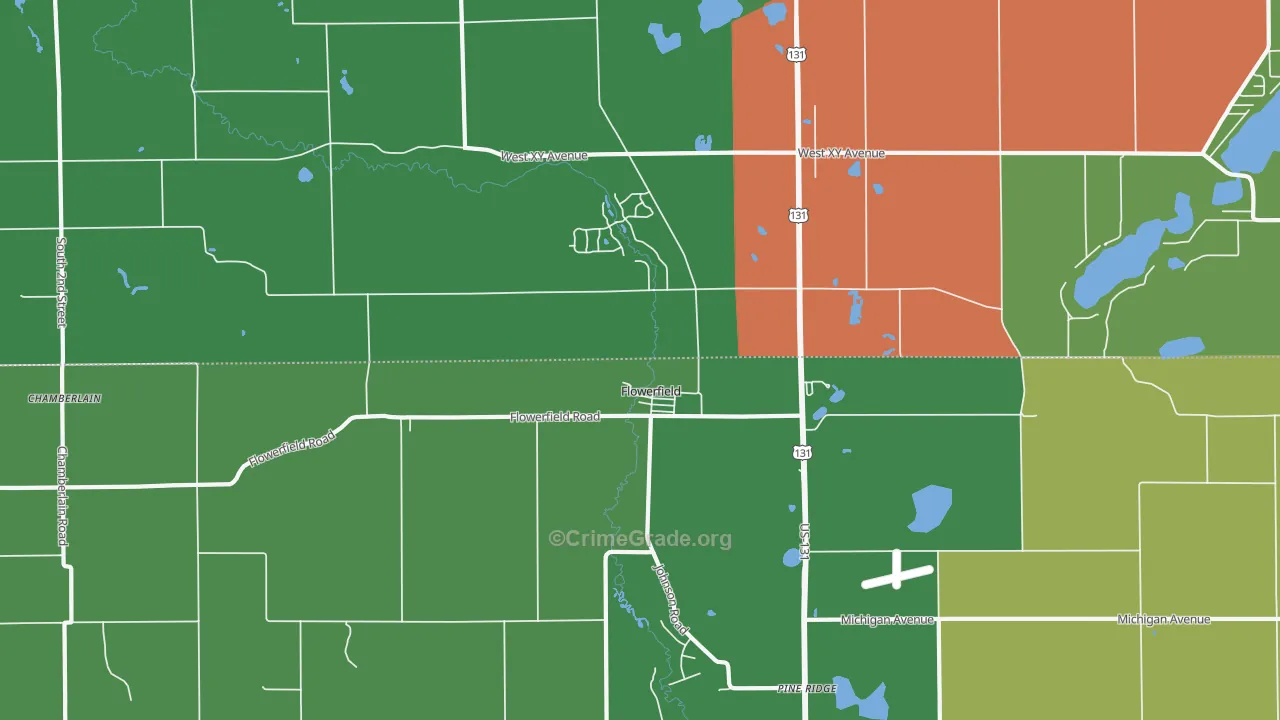 Flowerfield, MI Map of Murder Rates
