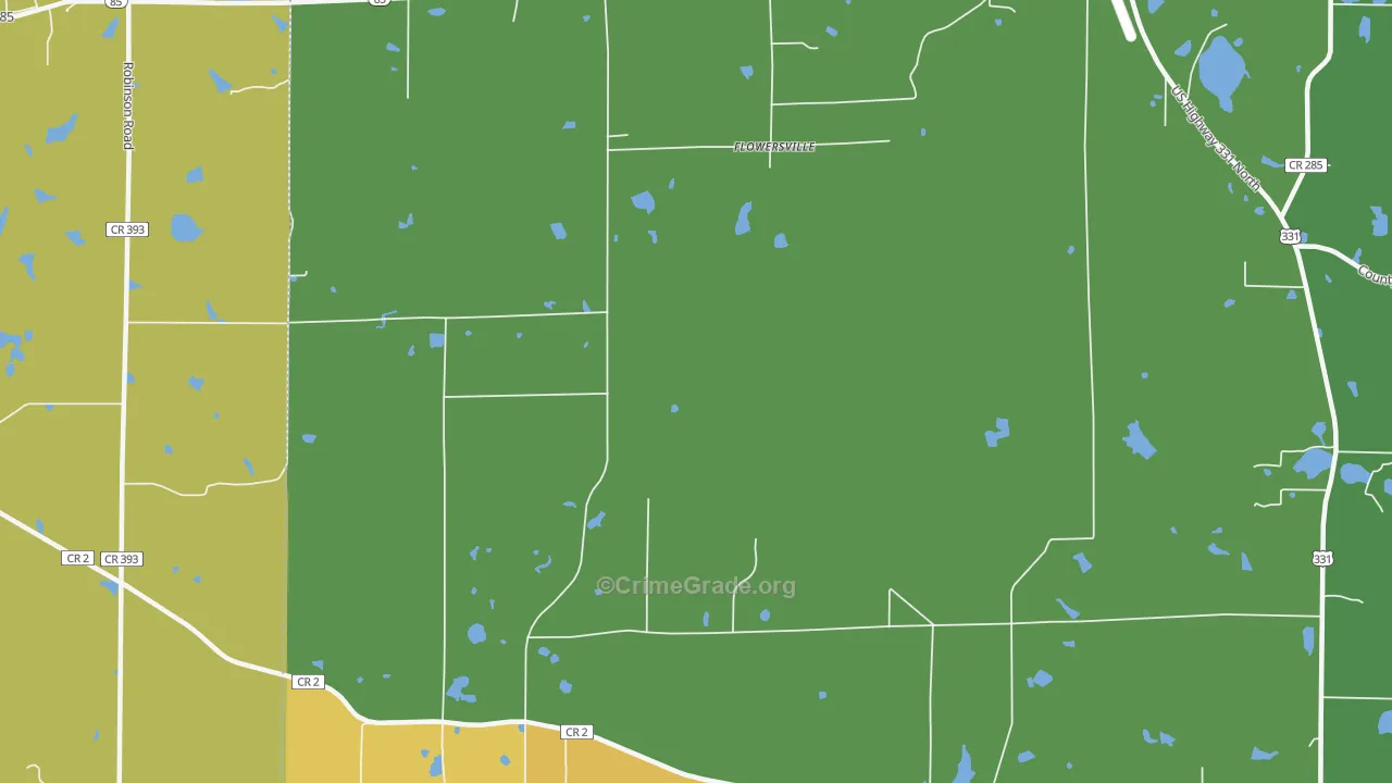 Flowersville, FL Map of Murder Rates