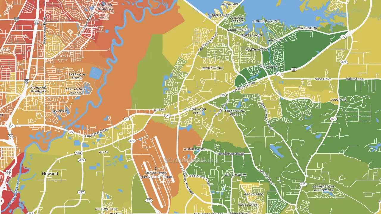 Flowood, MS Map of Murder Rates