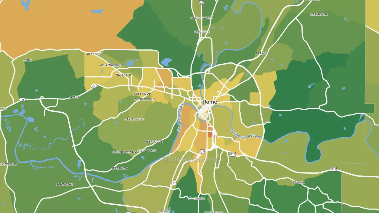 Floyd County, GA Map of Murder Rates