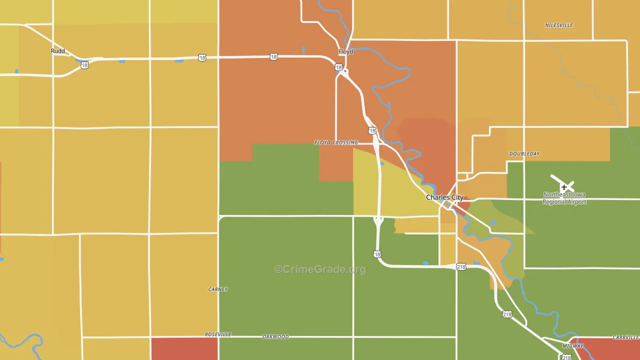 Floyd County, IA Map of Murder Rates
