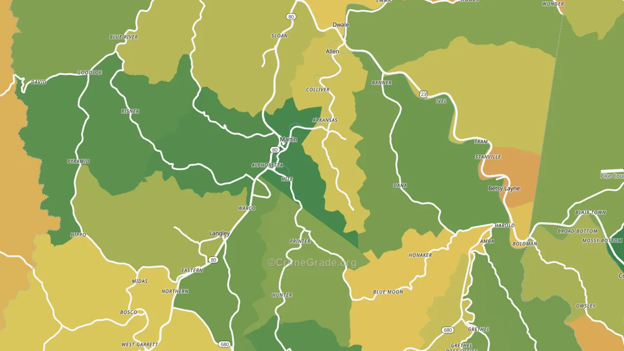 Floyd County, KY Map of Murder Rates