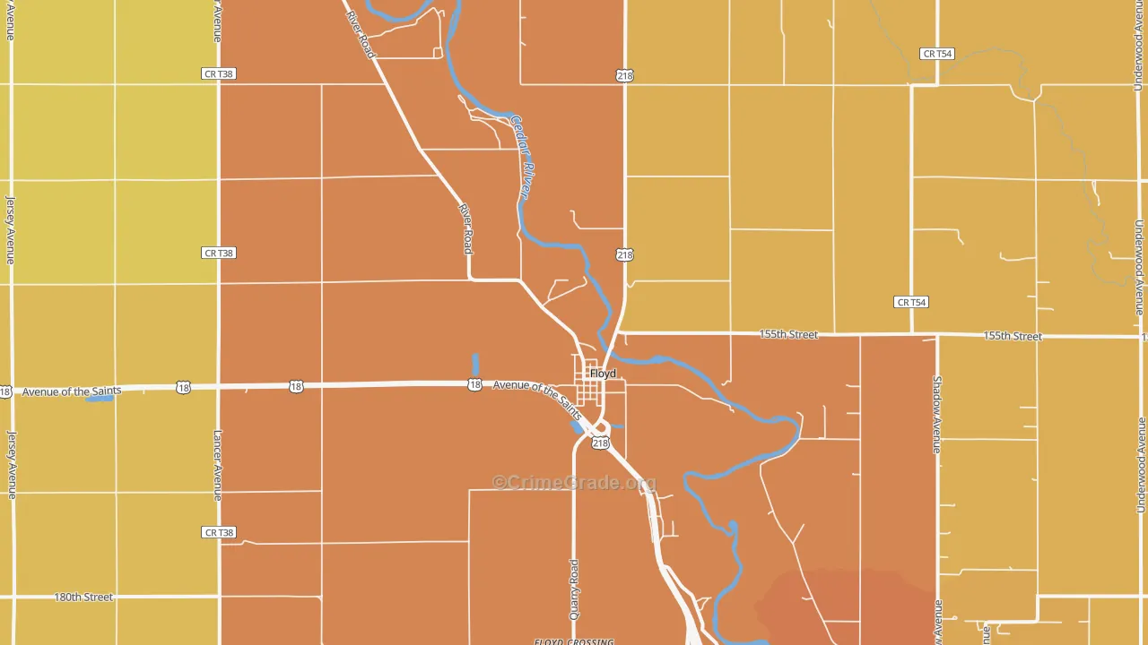 Floyd, IA Map of Murder Rates