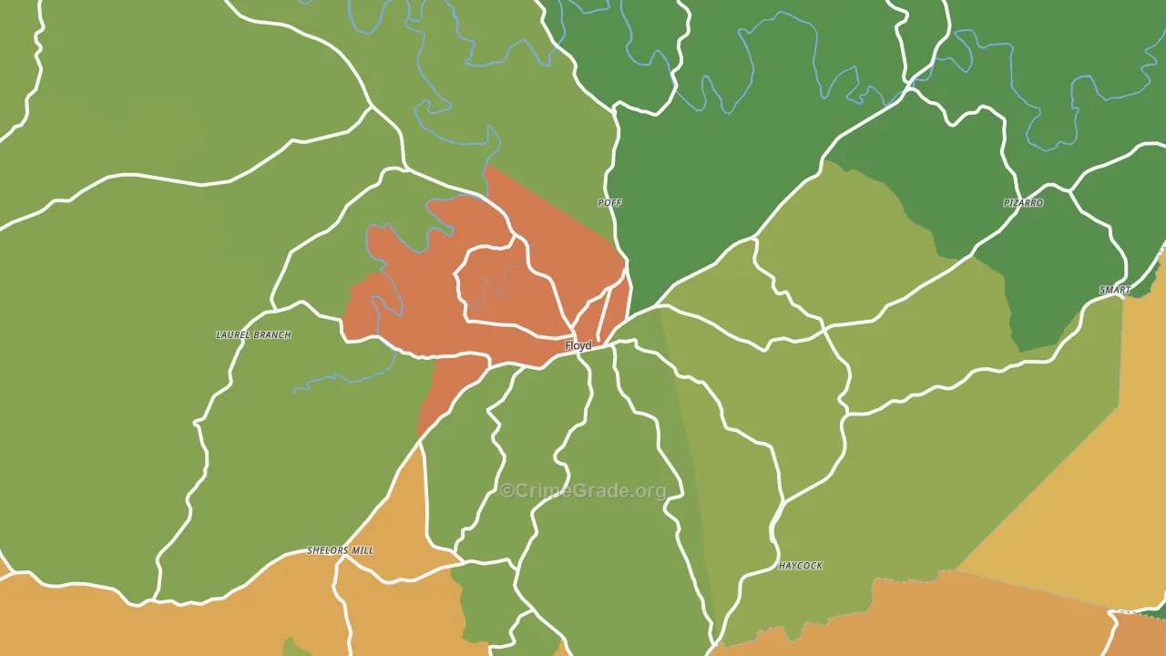 Floyd, VA Map of Murder Rates