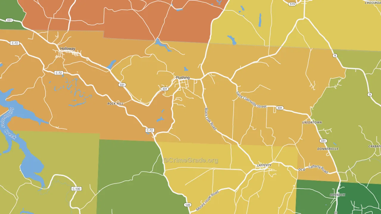 Flushing, OH Map of Murder Rates