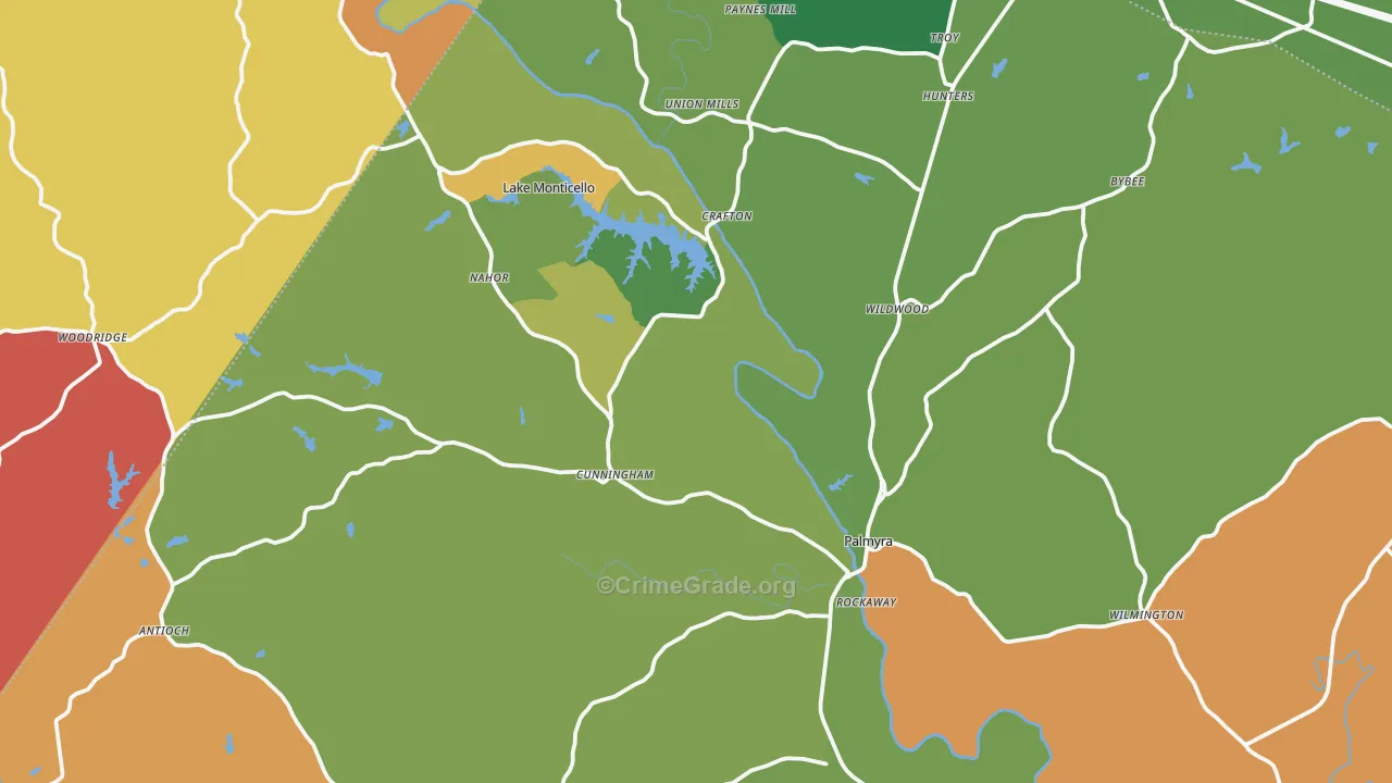 Fluvanna County, VA Map of Murder Rates