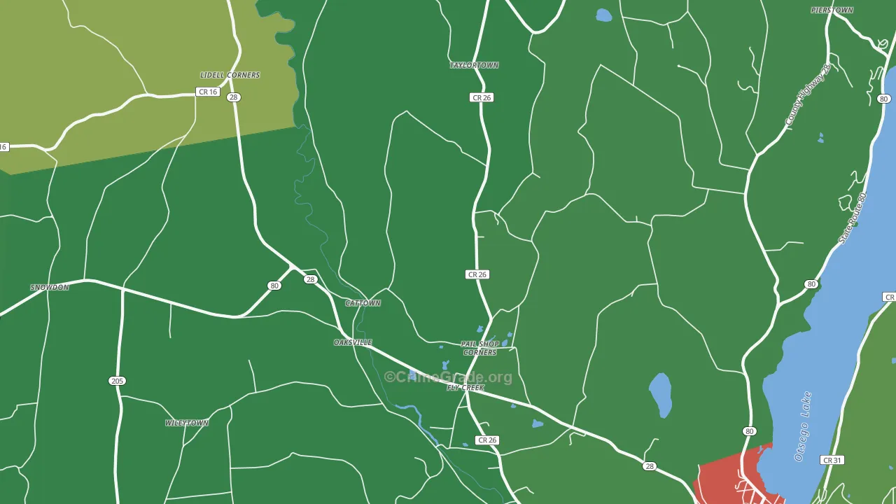 Fly Creek, NY Map of Murder Rates