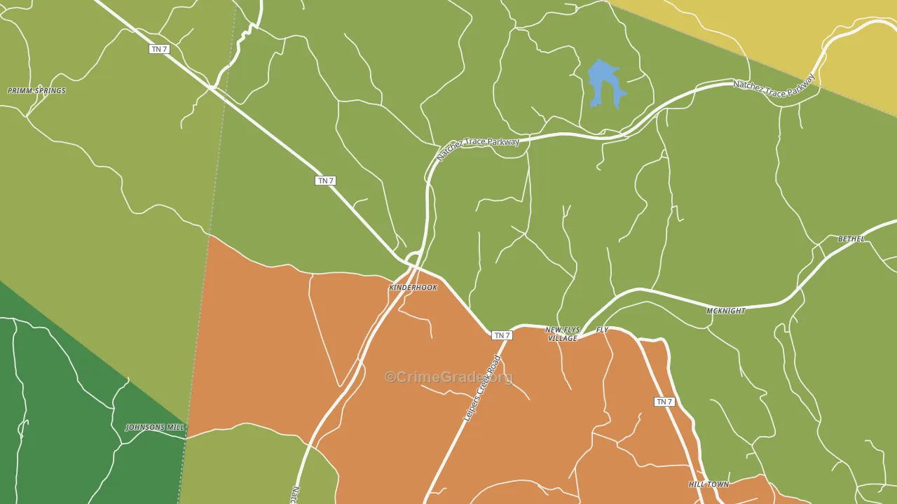 Fly, TN Map of Murder Rates