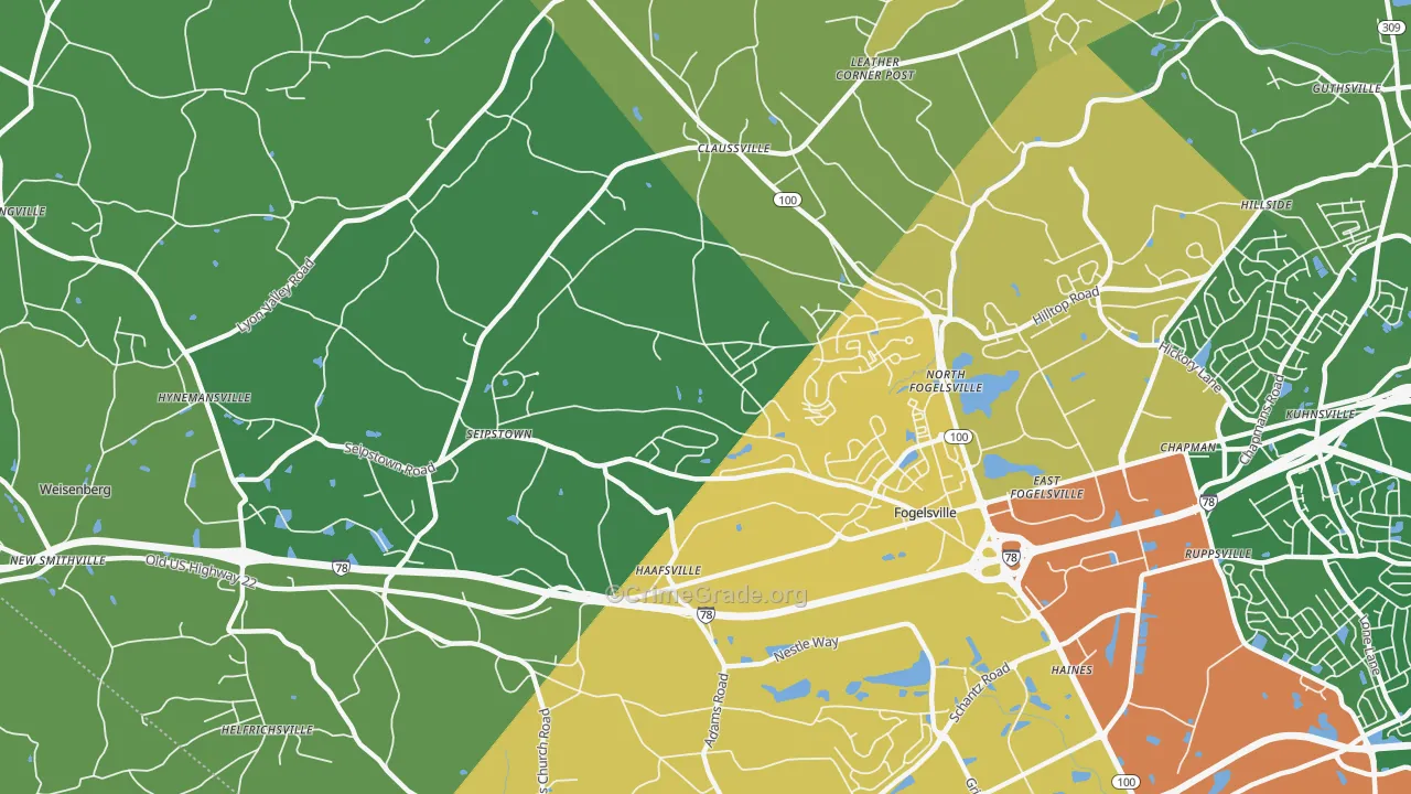 Fogelsville, PA Map of Murder Rates