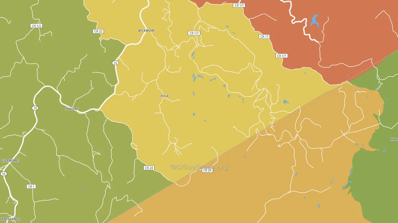Fola, WV Map of Murder Rates