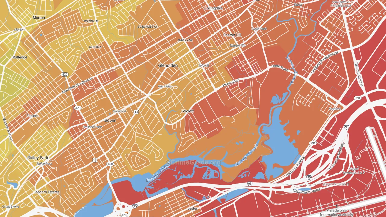 Folcroft, PA Map of Murder Rates