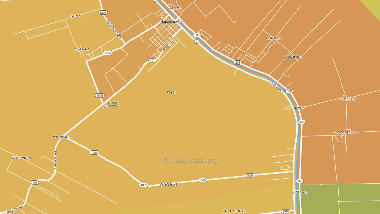 Foley, LA Map of Murder Rates
