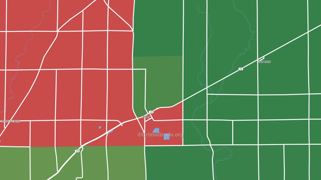 Foley, MN Map of Murder Rates