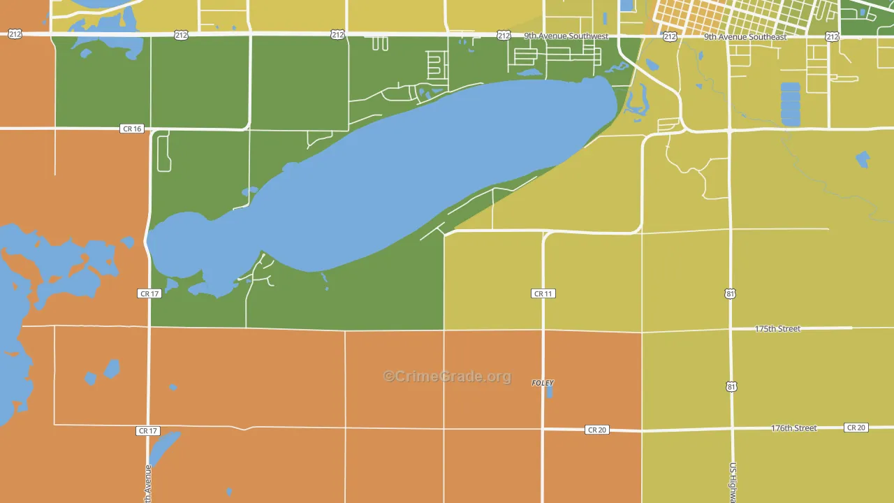 Foley, SD Map of Murder Rates