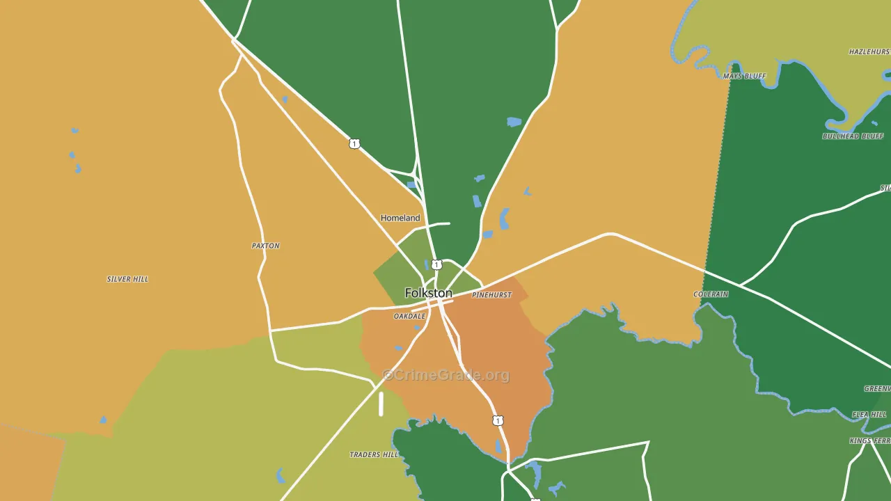 Folkston, GA Map of Murder Rates