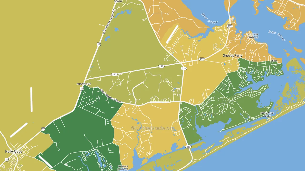 Folkstone, NC Map of Murder Rates
