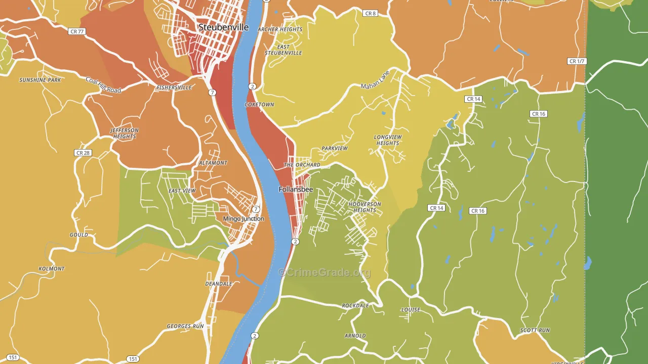 Follansbee, WV Map of Murder Rates
