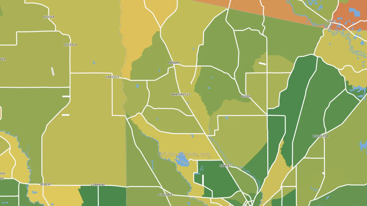 Folsom, LA Map of Murder Rates