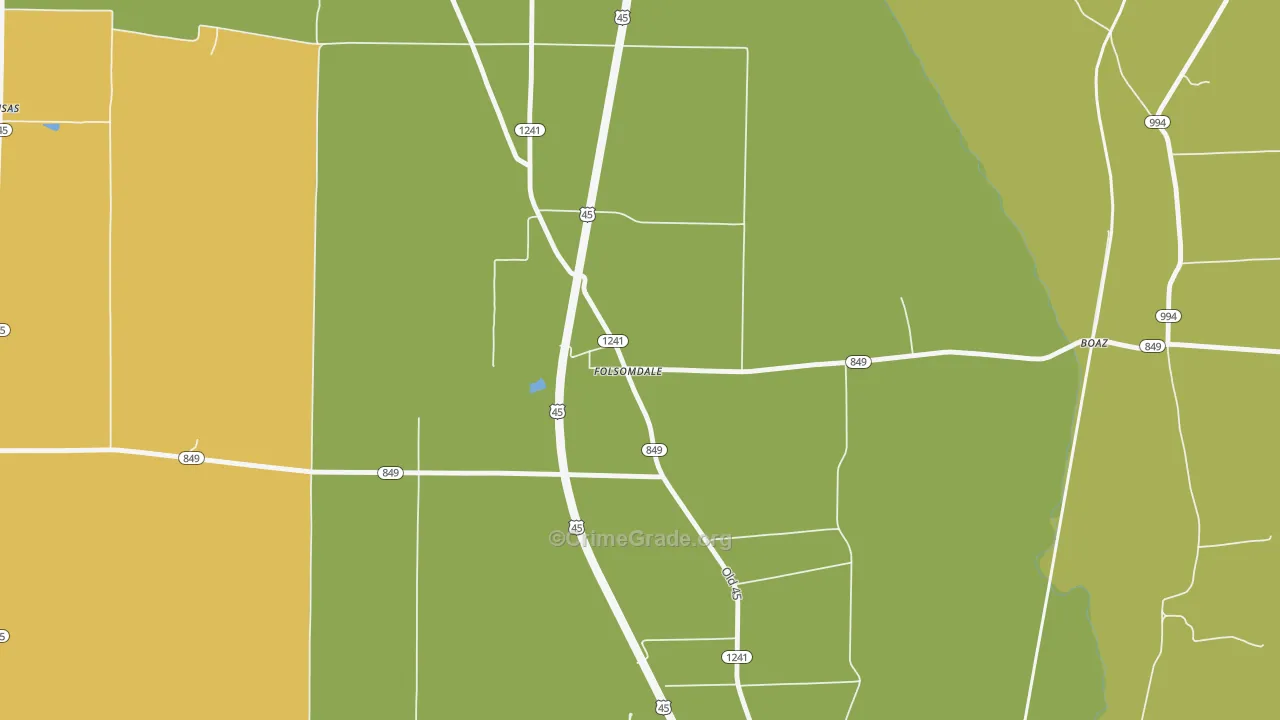 Folsomdale, KY Map of Murder Rates