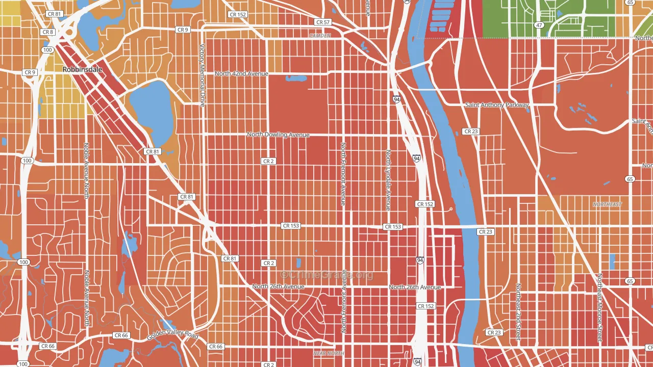Folwell, Minneapolis, MN Map of Murder Rates