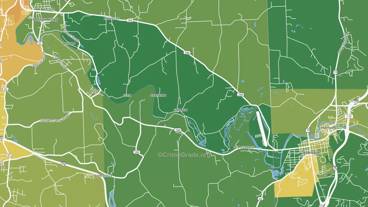 Fombell, PA Map of Murder Rates
