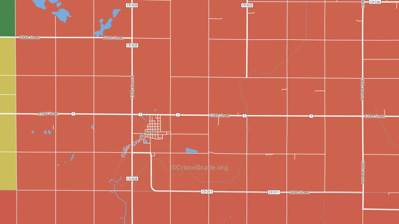 Fonda, IA Map of Murder Rates