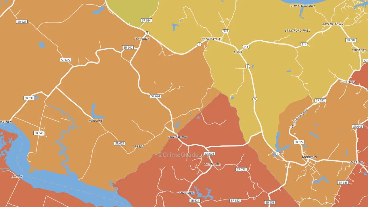 Foneswood, VA Map of Murder Rates