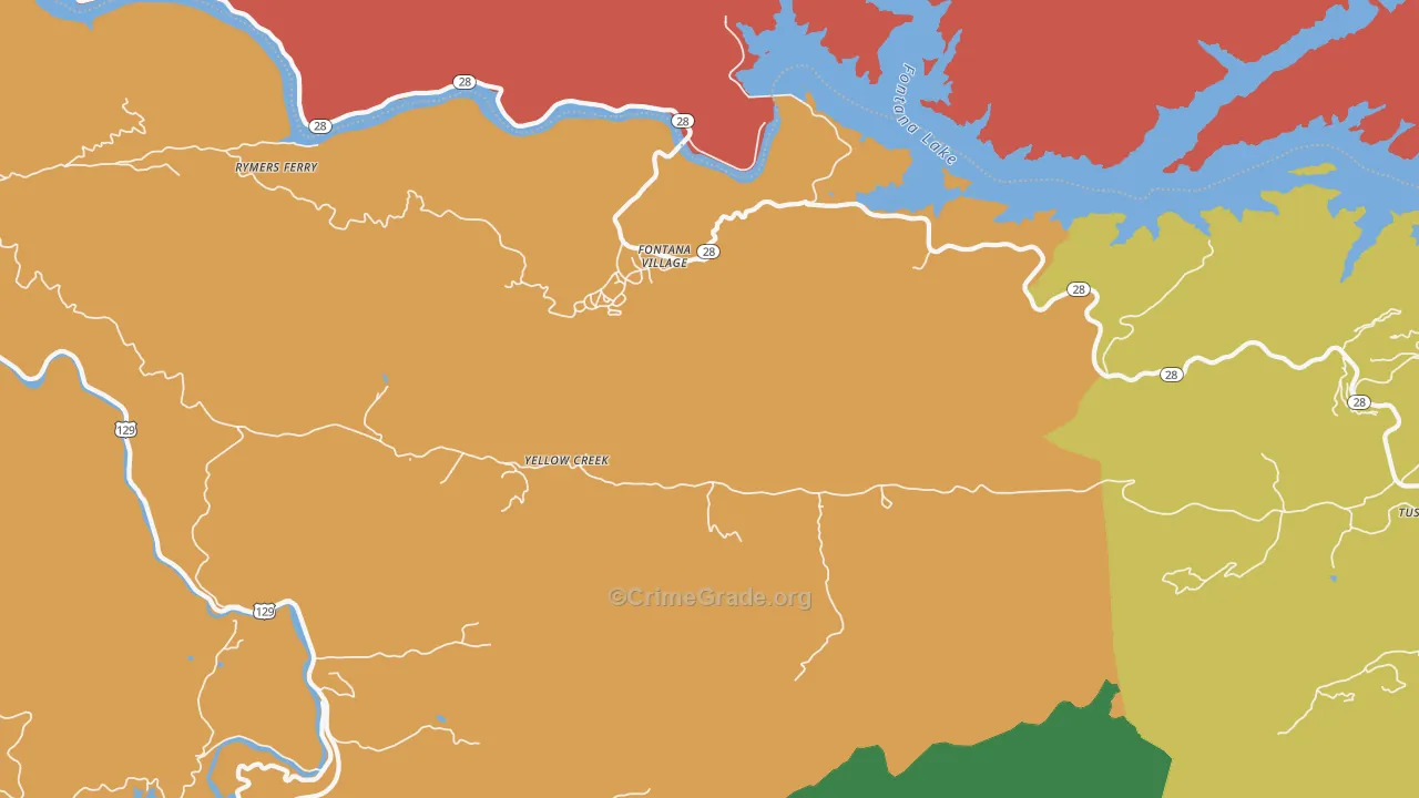 Fontana Dam, NC Map of Murder Rates