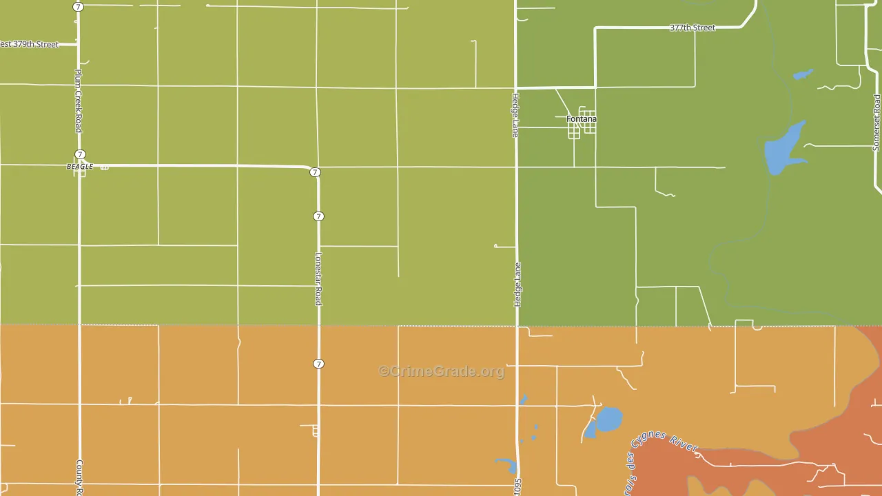 Fontana, KS Map of Murder Rates