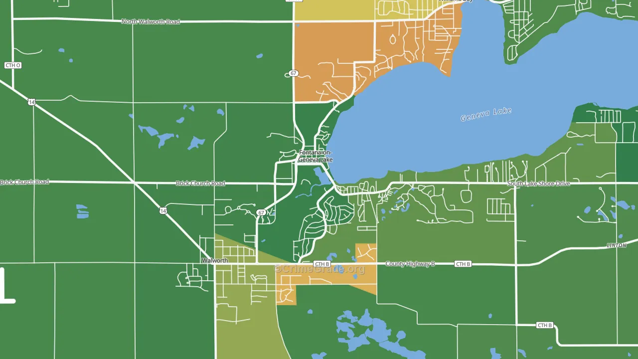 Fontana-on-Geneva Lake, WI Map of Murder Rates