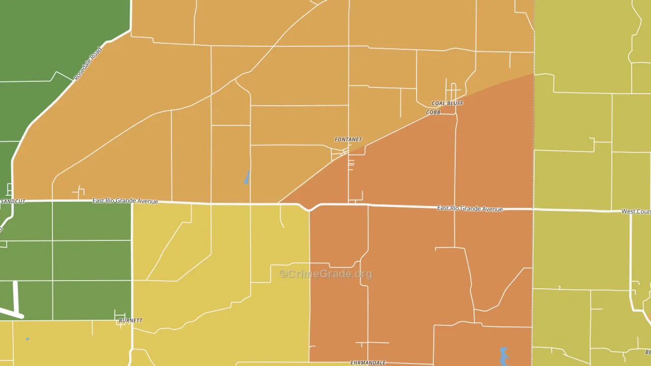 Fontanet, IN Map of Murder Rates