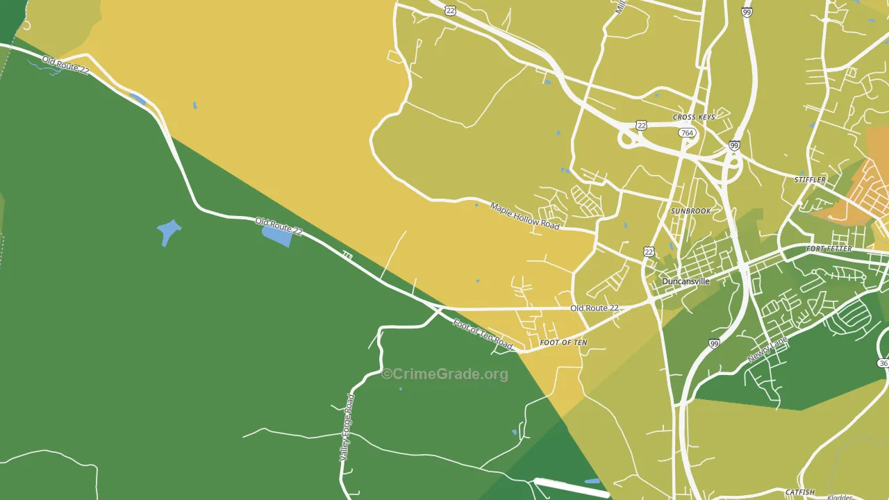 Foot of Ten, PA Map of Murder Rates