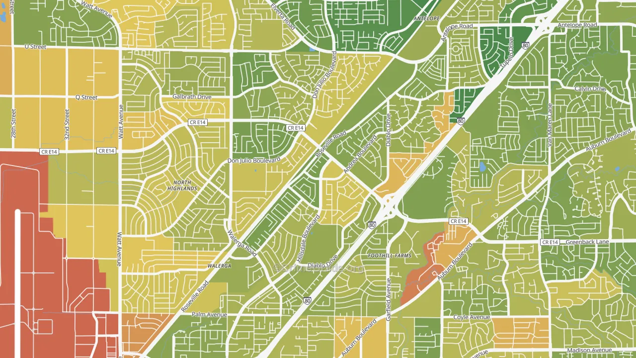 Foothill Farms, CA Map of Murder Rates